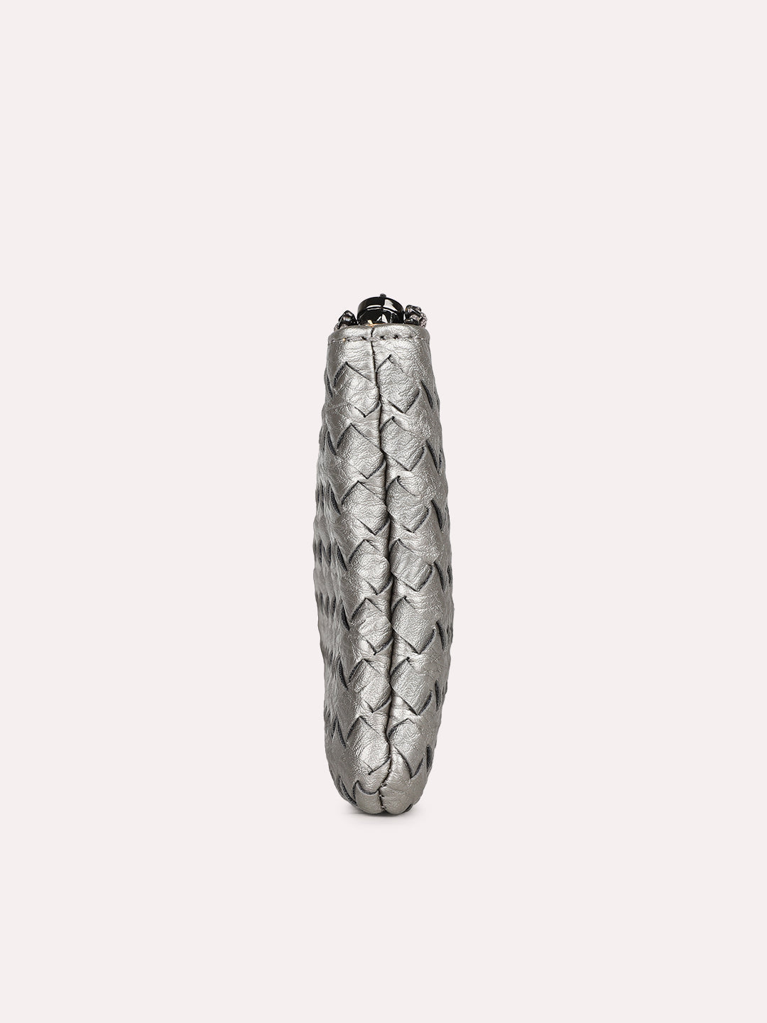 Women Casual Grey Textured Clutch With Zipper