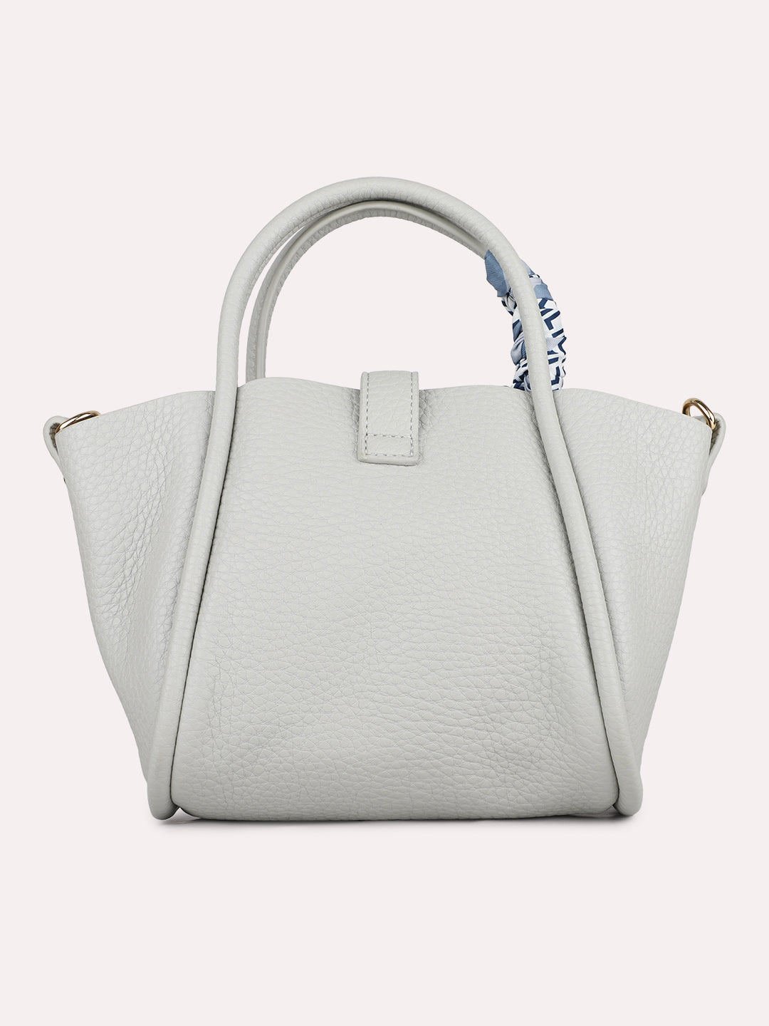 Women Casual Grey Textured Handbag With Twist Lock