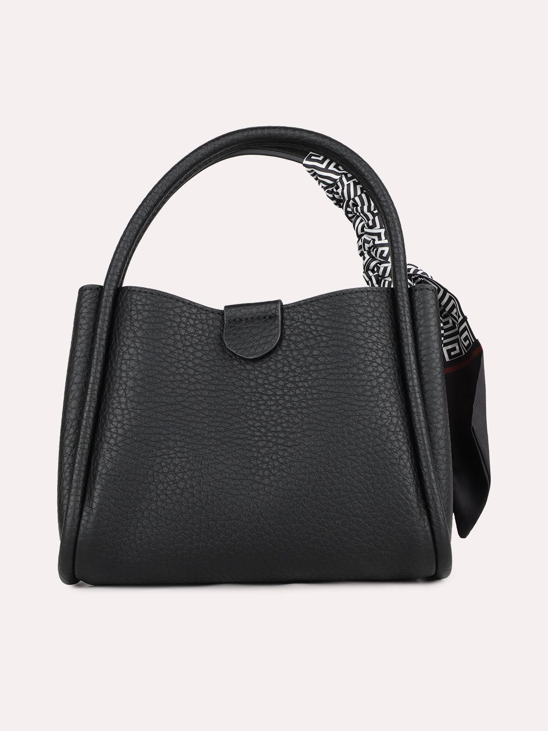 Women Casual Black Solid Handbag With Magnet Lock