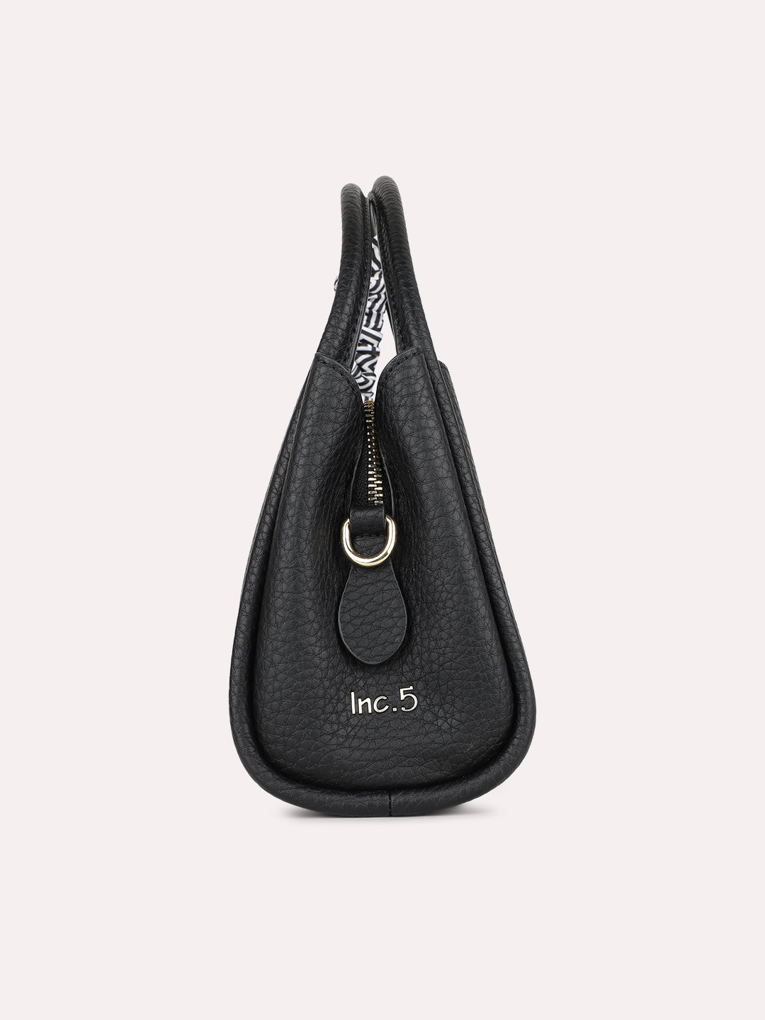 Women Casual Black Solid Handbag With Magnet Lock