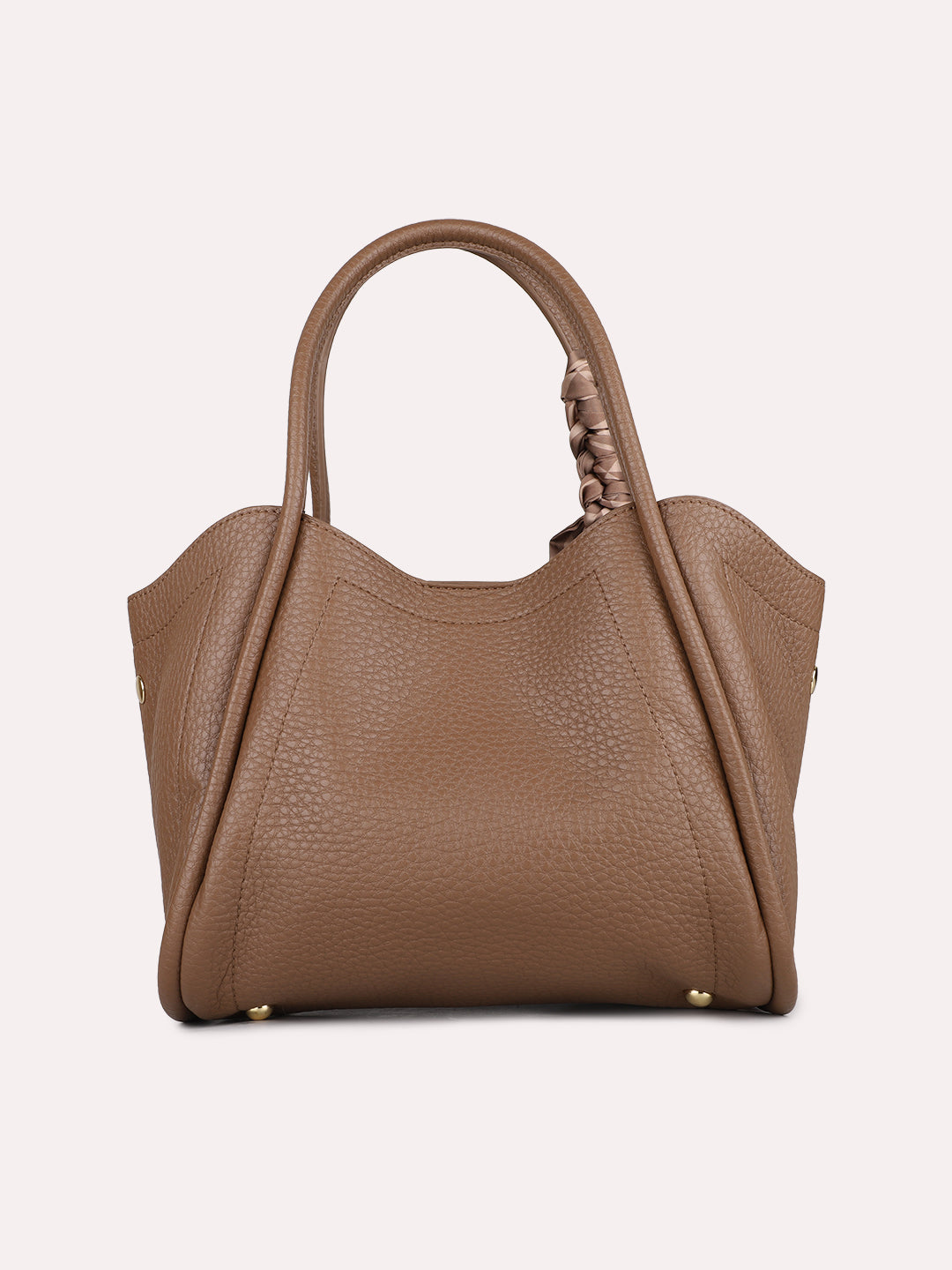 Women Casual Brown Textured Handbag With Magnet Lock