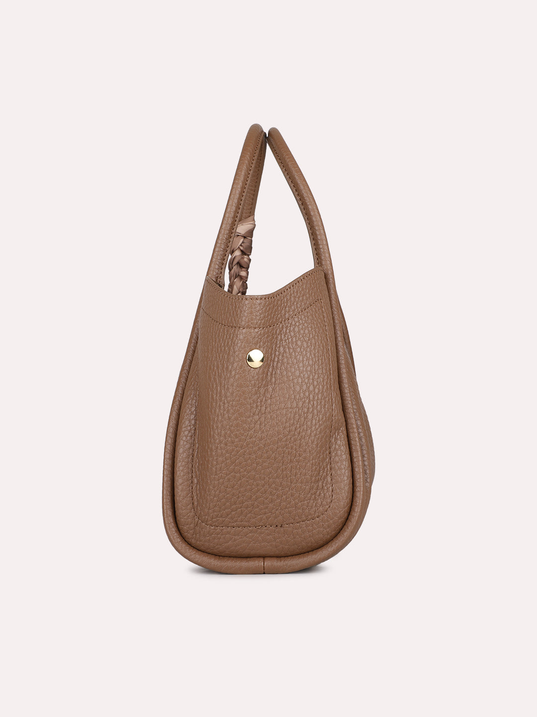 Women Casual Brown Textured Handbag With Magnet Lock