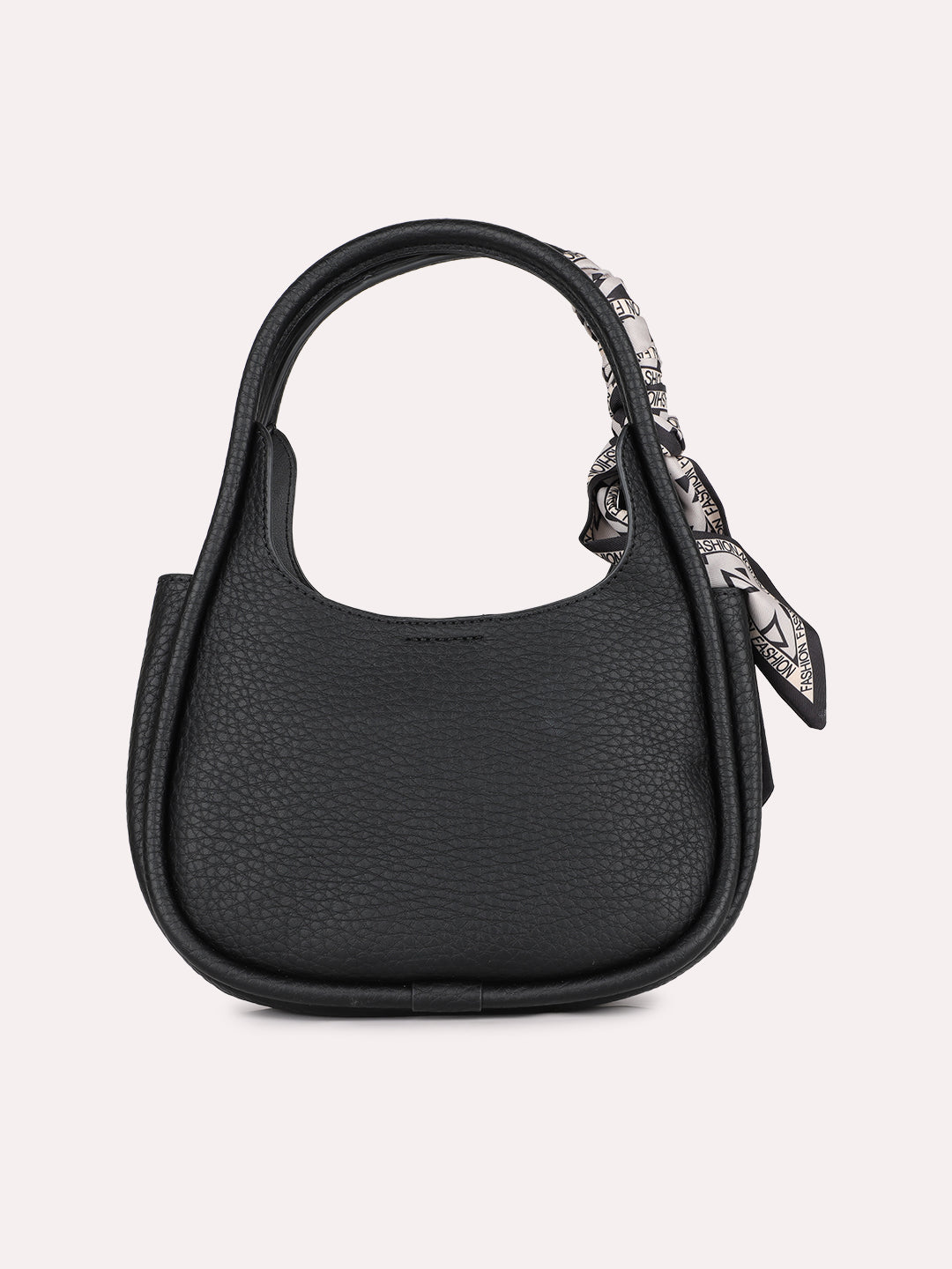 Women Casual Black Textured Handbag With Zipper