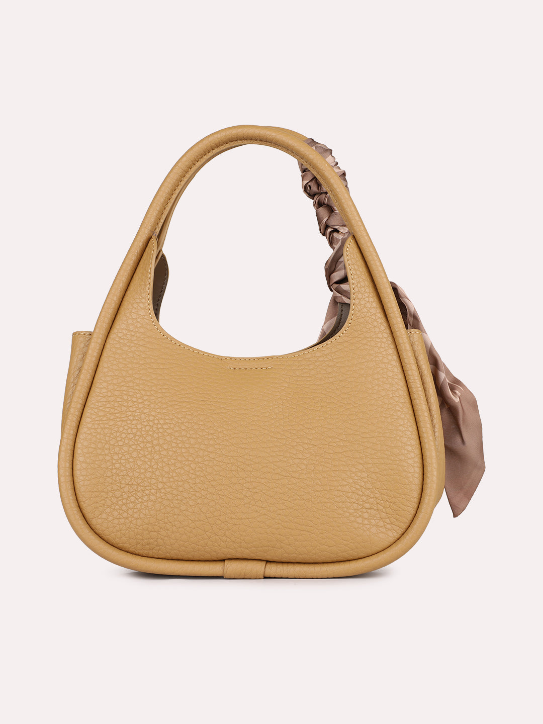 Women Casual Tan Textured Handbag With Zipper