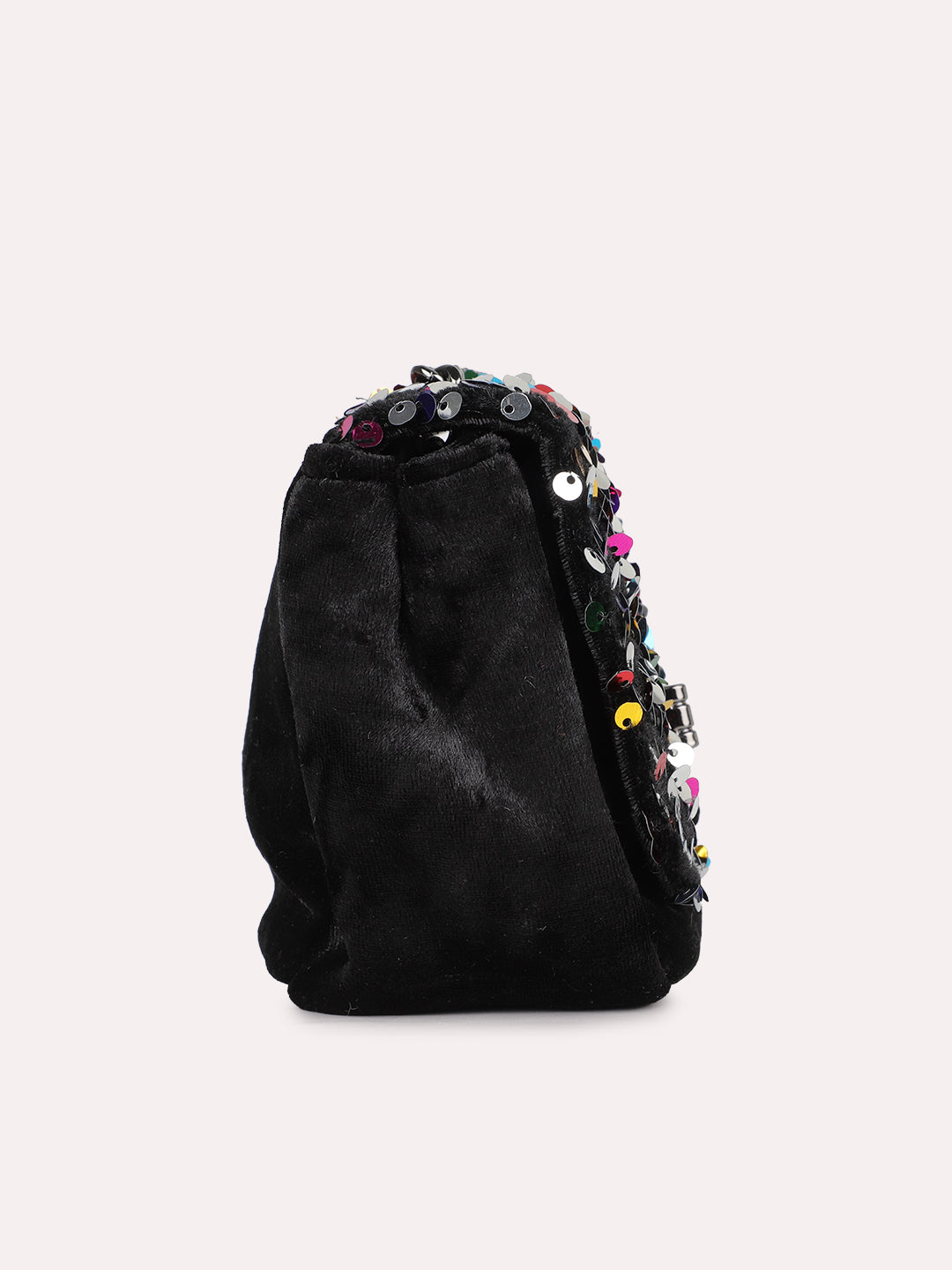 Women Ethnic Black Embellished Sling Bag With Twist Lock
