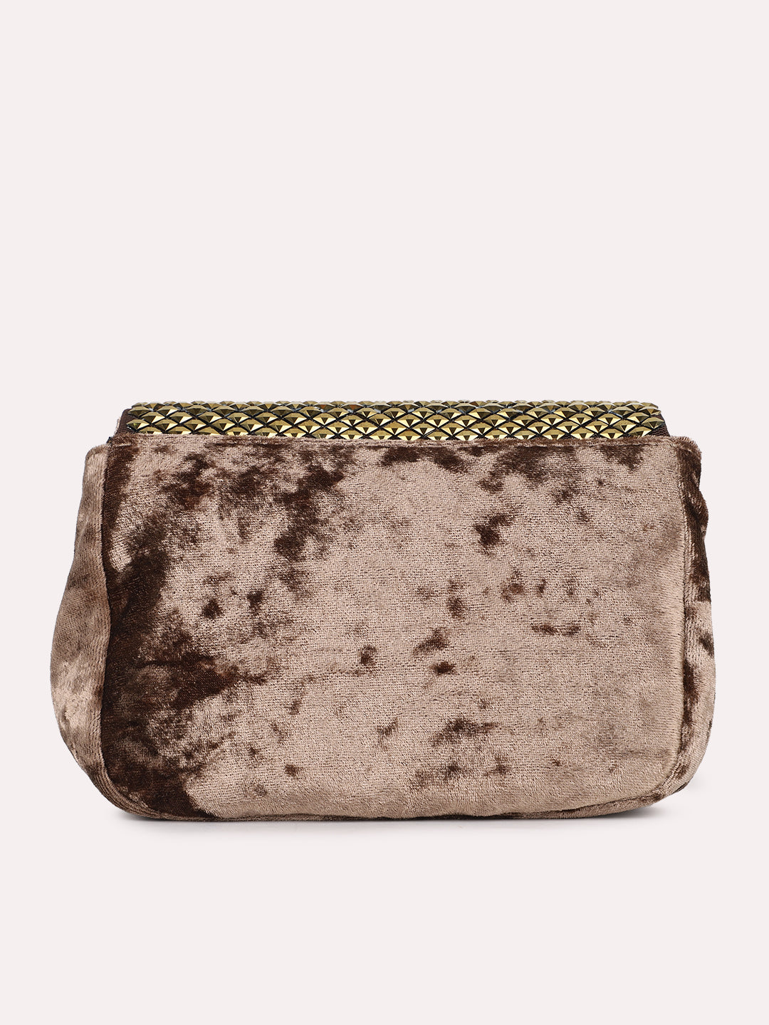 Women Ethnic Bronze Embellished Sling Bag With Magnet Lock