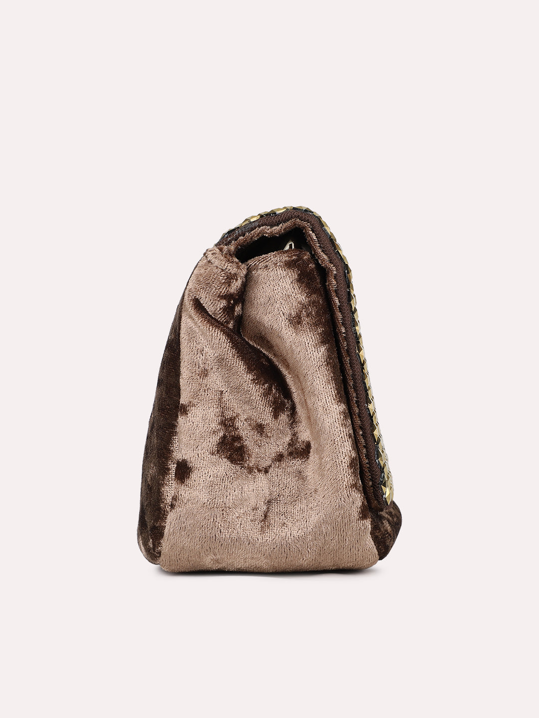 Women Ethnic Bronze Embellished Sling Bag With Magnet Lock