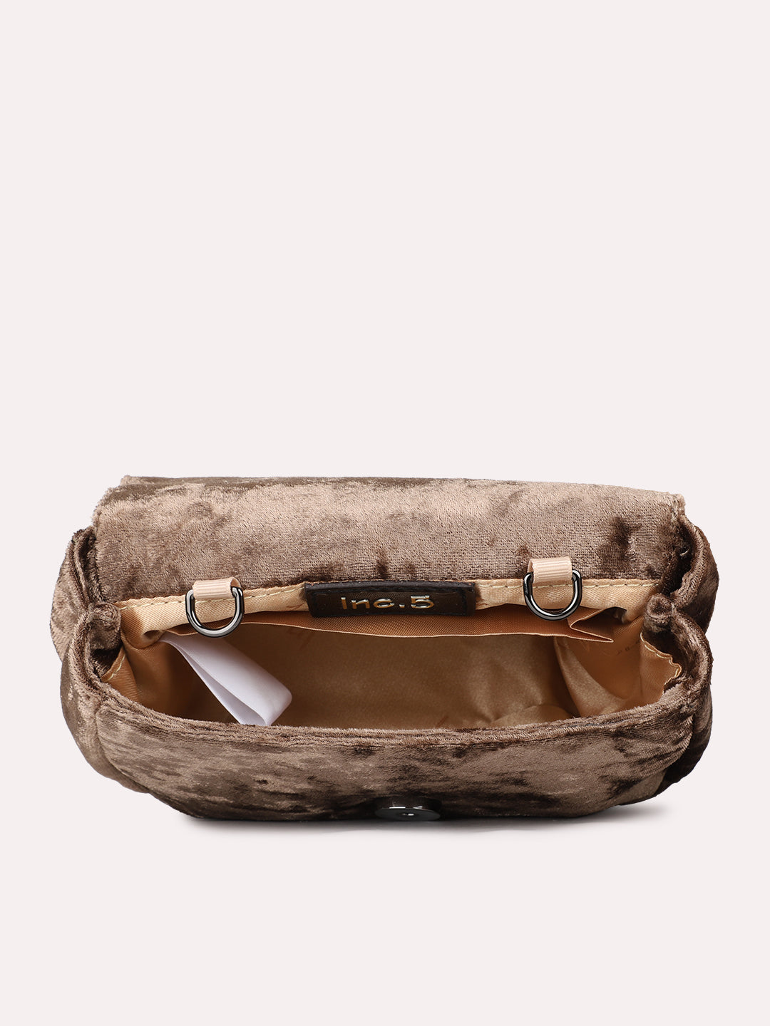 Women Ethnic Bronze Embellished Sling Bag With Magnet Lock