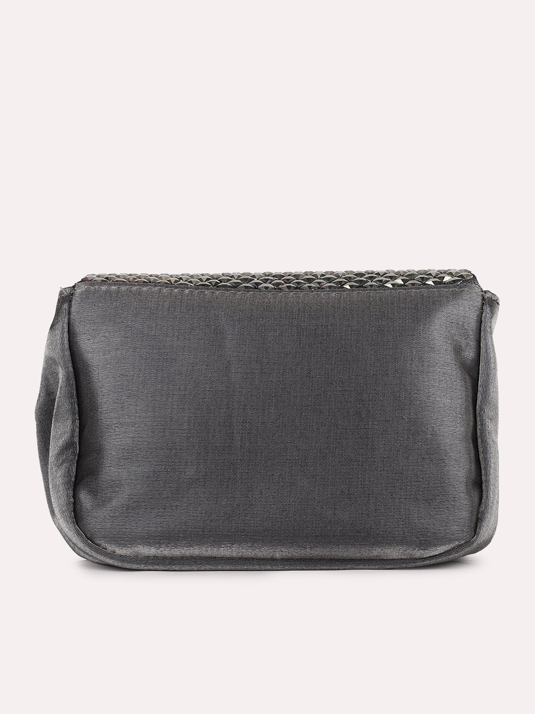 Women Grey Embellished Sling bag With Magnet Lock