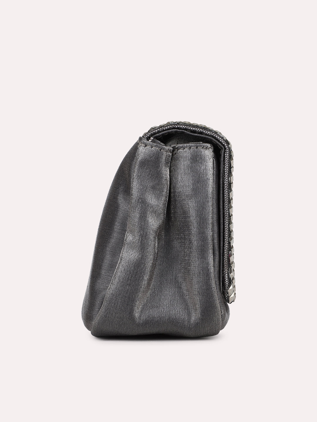 Women Grey Embellished Sling bag With Magnet Lock