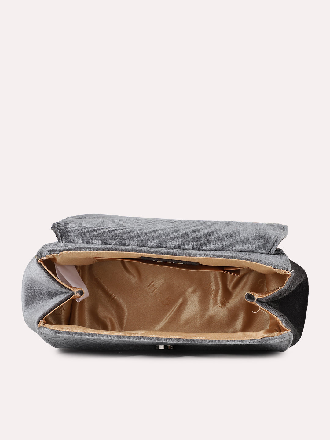 Women Ethnic Grey Embellished Sling Bag With Magnet Lock