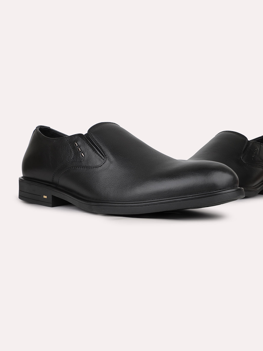 Mens Black Solid Round Toe Formal Shoes