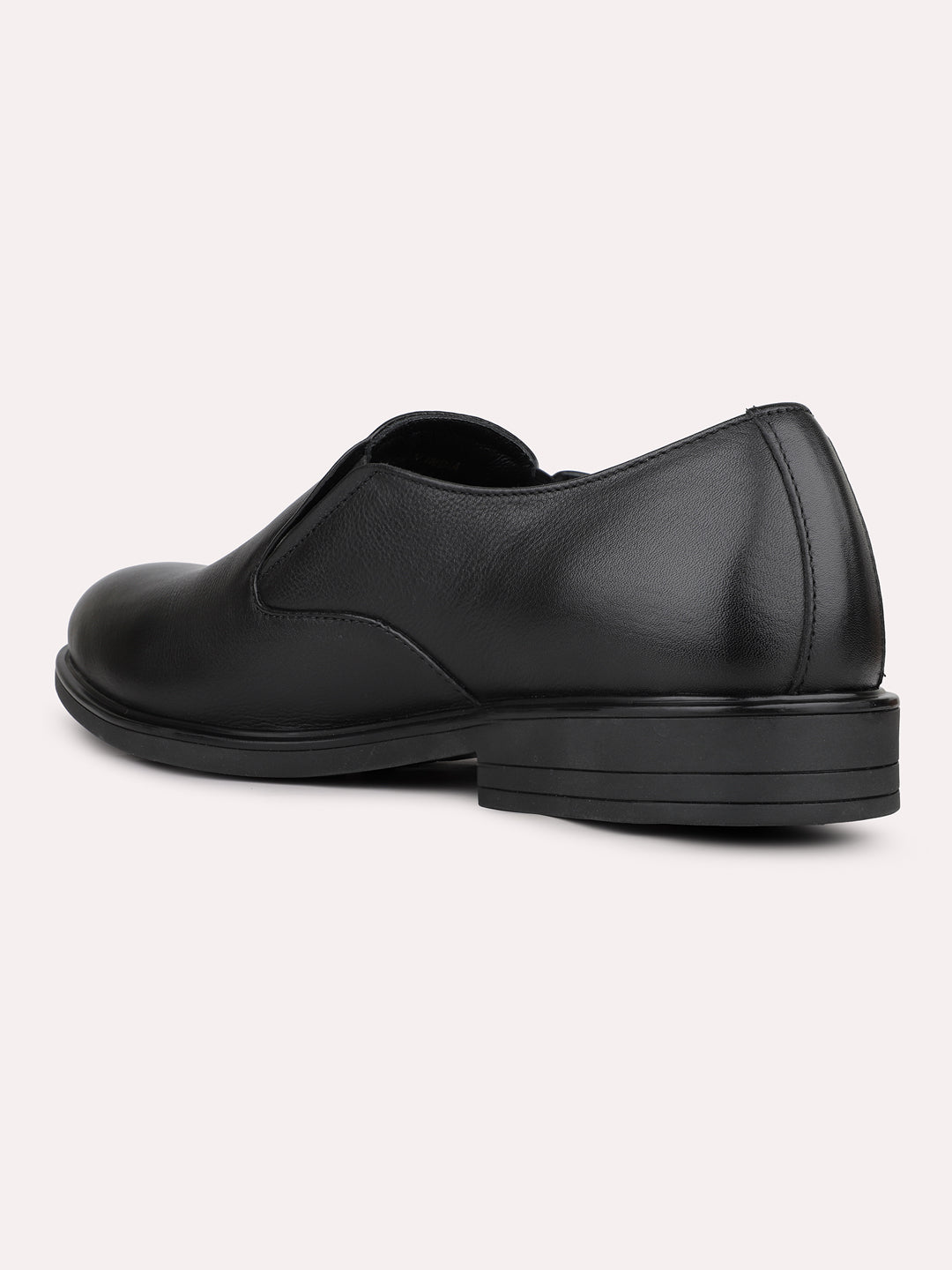 Mens Black Solid Round Toe Formal Shoes