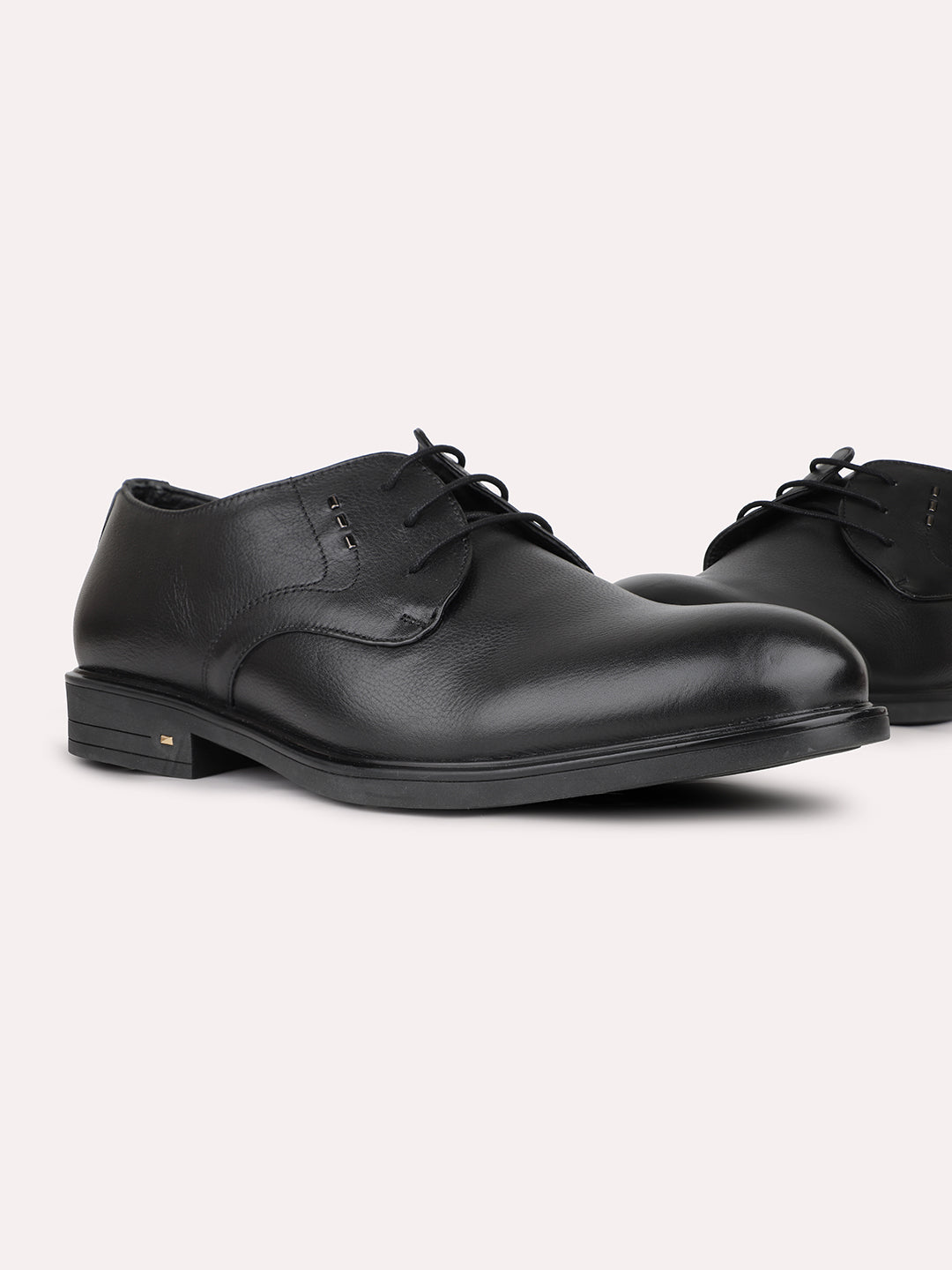 Mens Black Solid Round Toe Formal Shoes