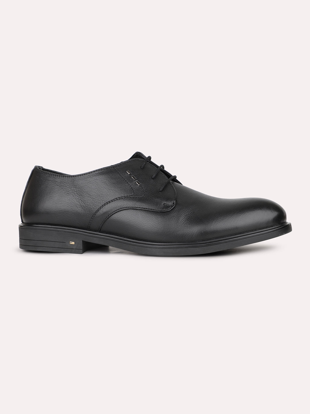 Mens Black Solid Round Toe Formal Shoes