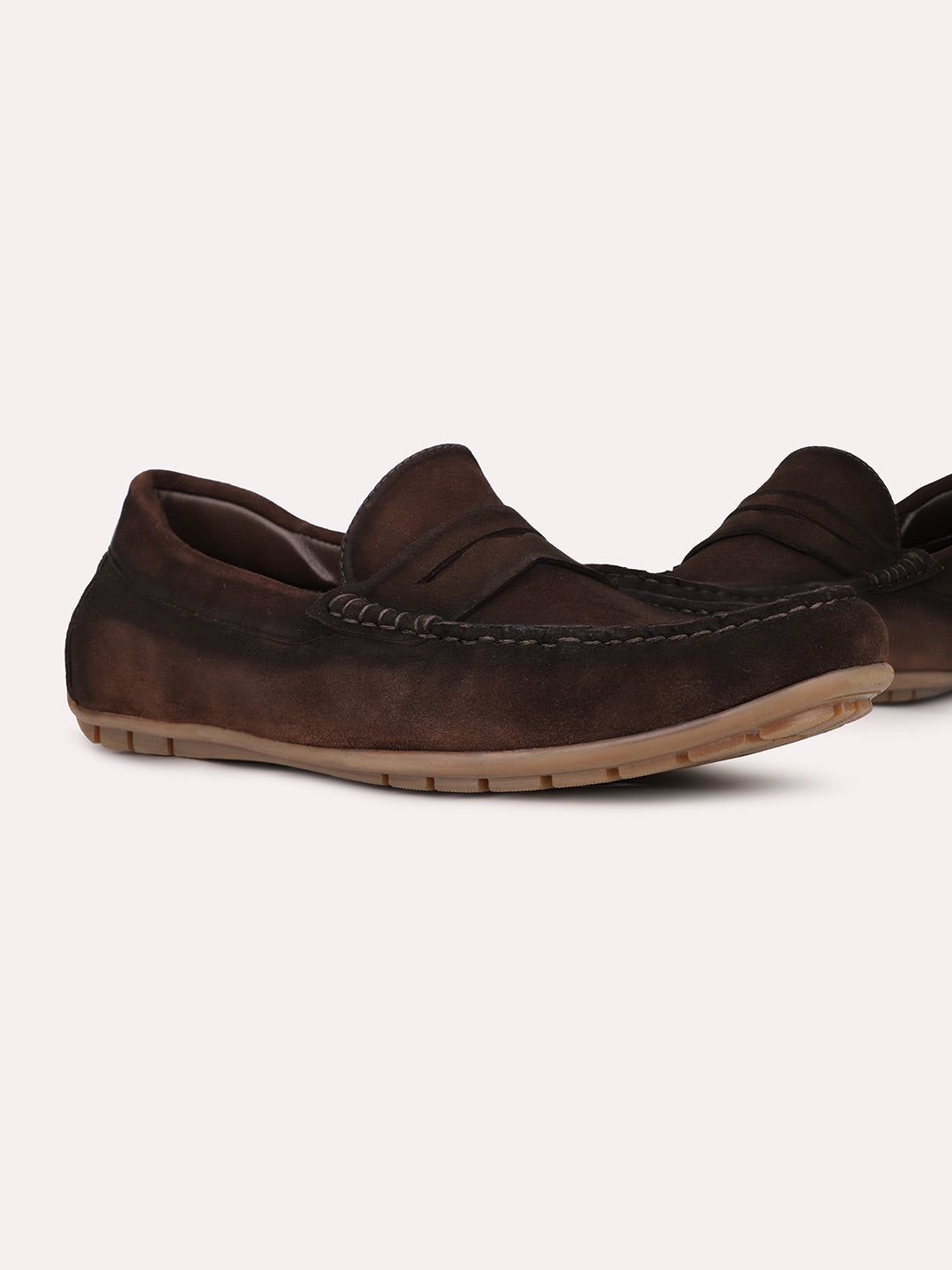 Mens Coffee Brown Solid Round Toe Casual Shoes