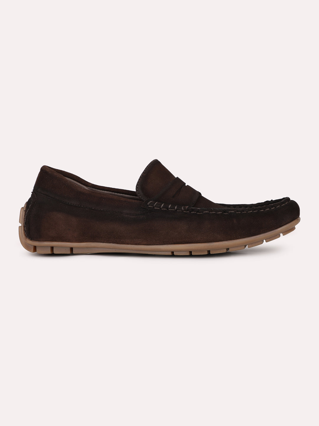 Mens Coffee Brown Solid Round Toe Casual Shoes