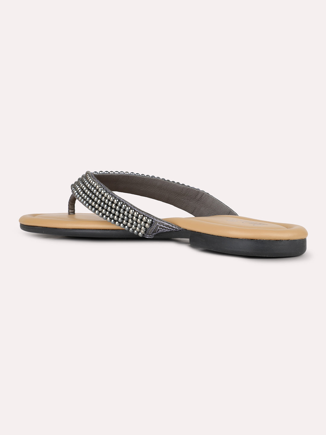 Ethnic Sandals Pewter Thong Sandals Buy Gun Metal Flat Sandals For