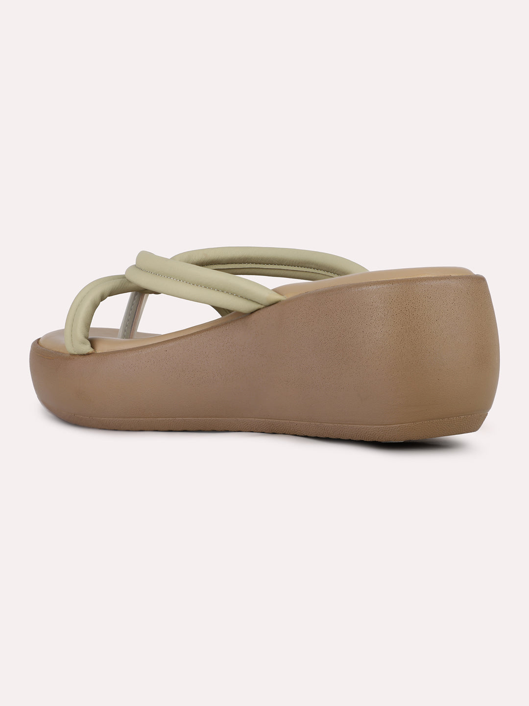 Womens Green Party Wear Solid Round Toe Wedge Heels