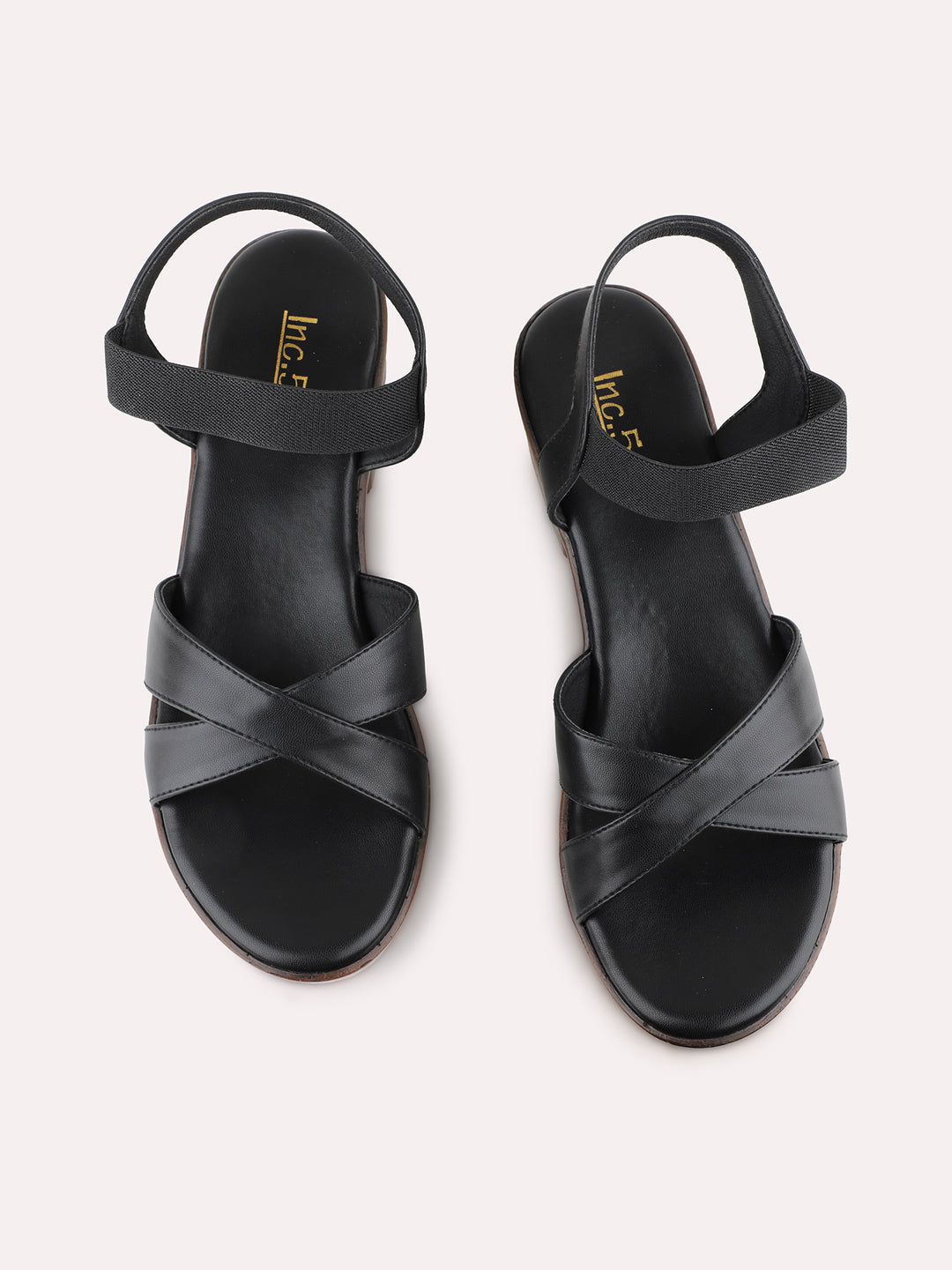 Womens Black Party Wear Solid Round Toe Platform Heels