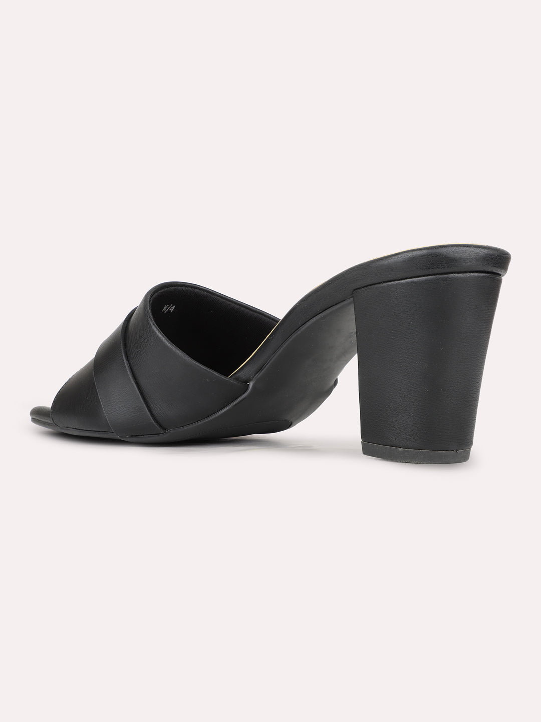 Womens Black Party Wear Solid Square Toe Block Heels