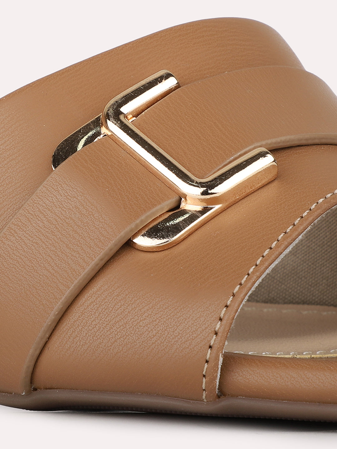 Womens Tan Party Wear Solid Square Toe Block Heels