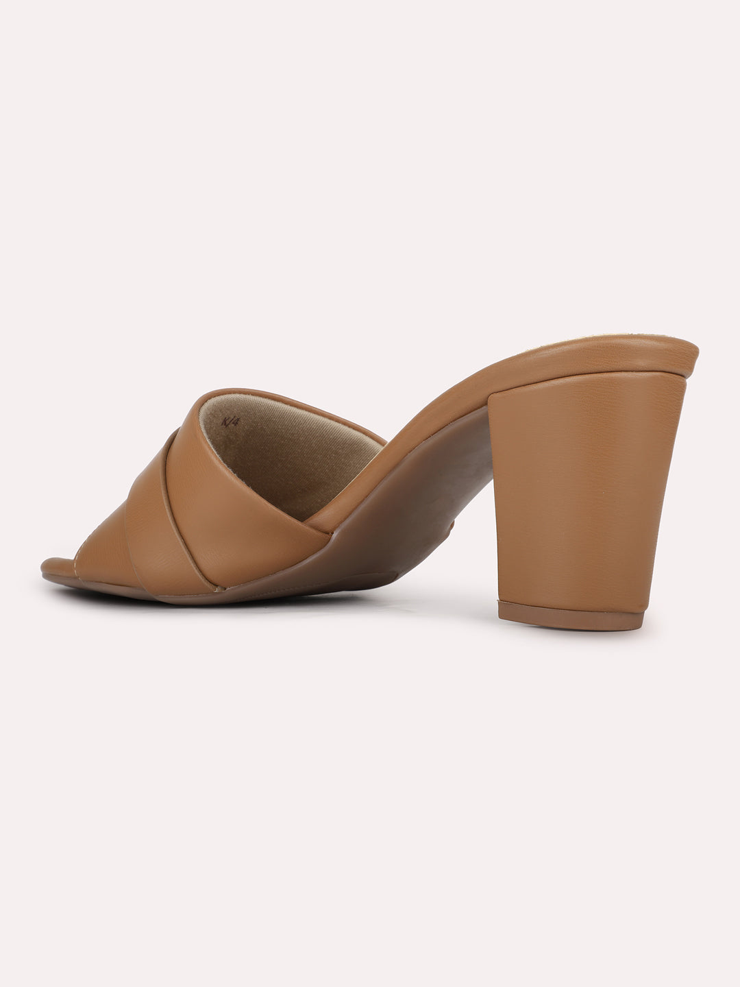 Womens Tan Party Wear Solid Square Toe Block Heels
