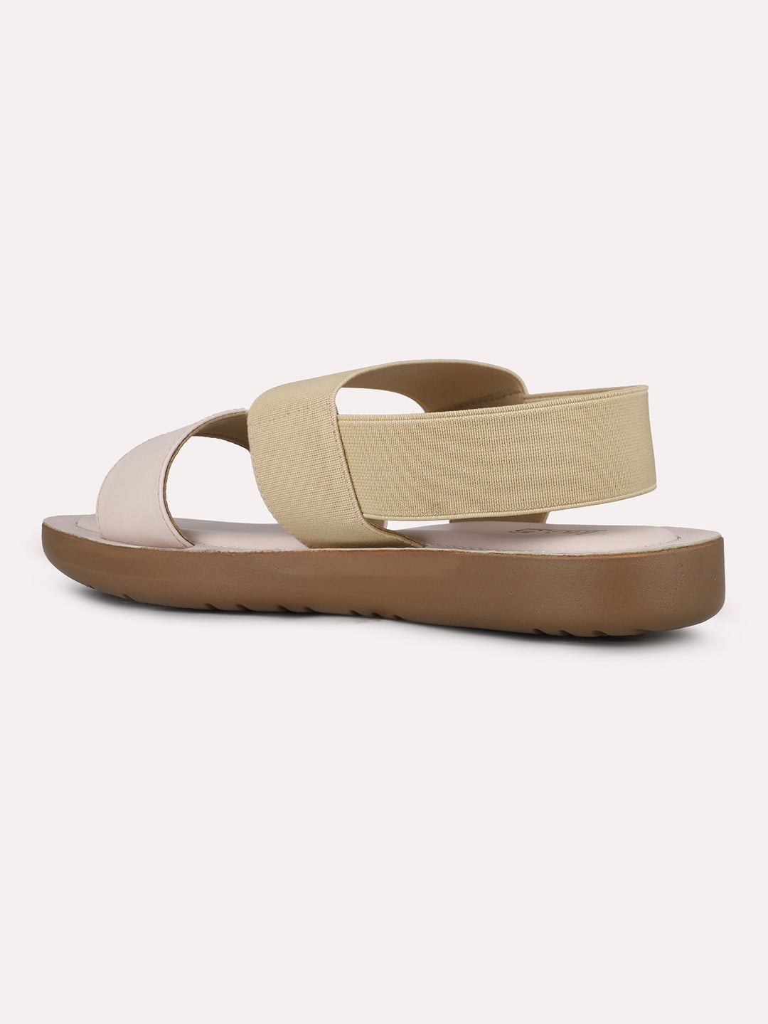 Womens Beige Casual Solid Open Toe Flat Sandals