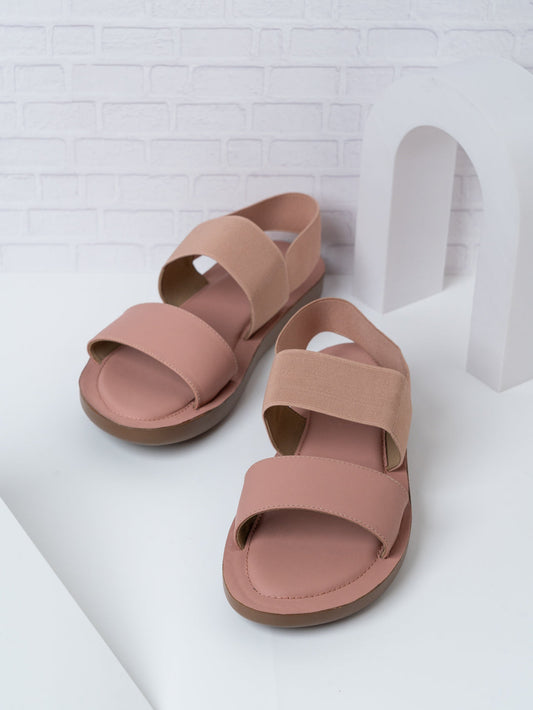 Womens Peach Casual Solid Open Toe Flat Sandals