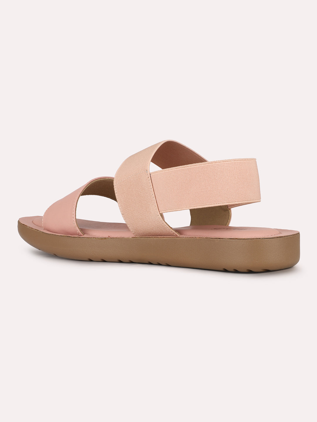 Womens Peach Casual Solid Open Toe Flat Sandals