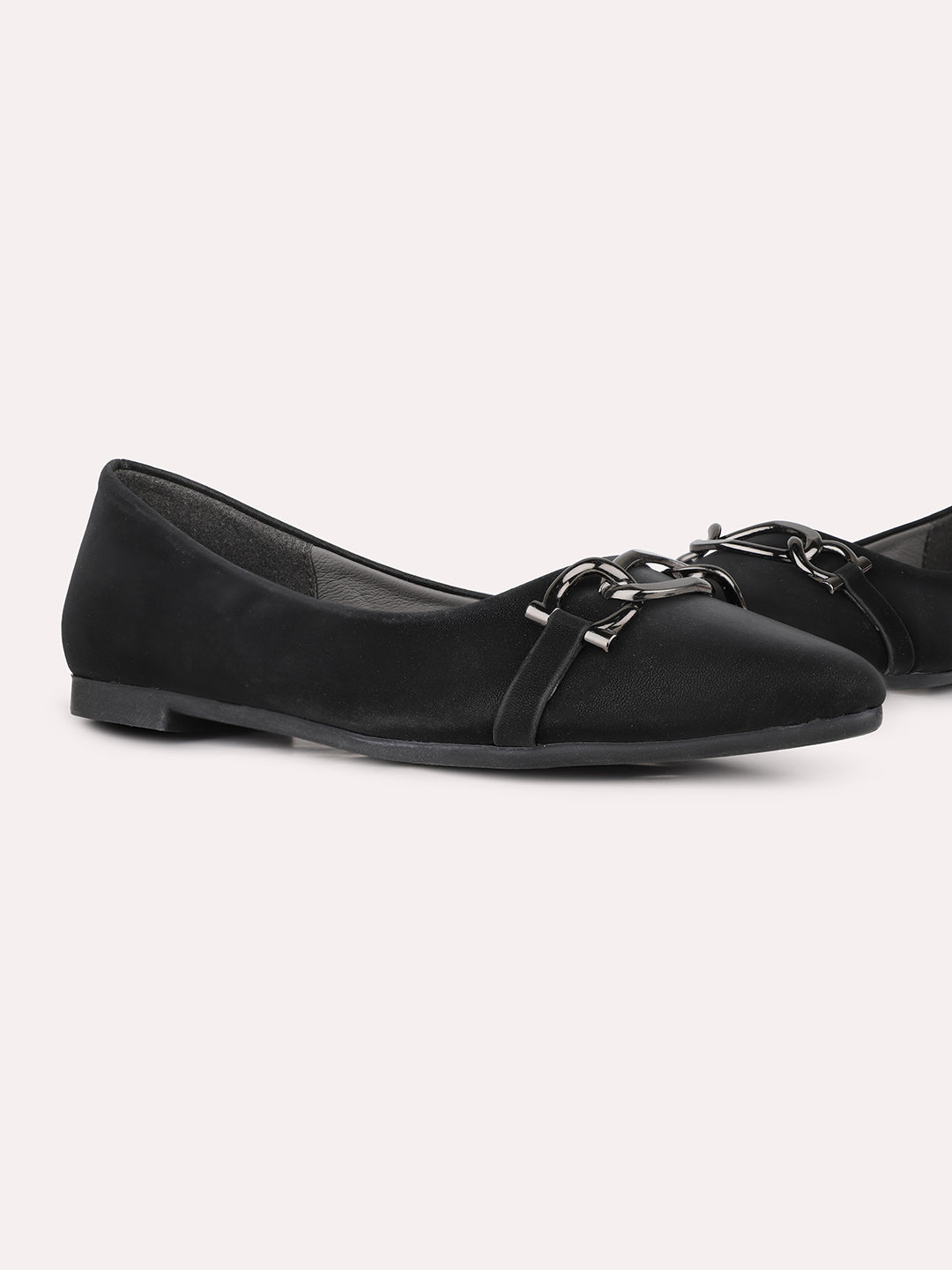 Womens Black Party Wear Solid Pointed Toe Ballerinas