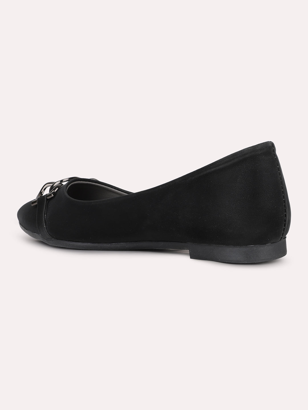 Womens Black Party Wear Solid Pointed Toe Ballerinas