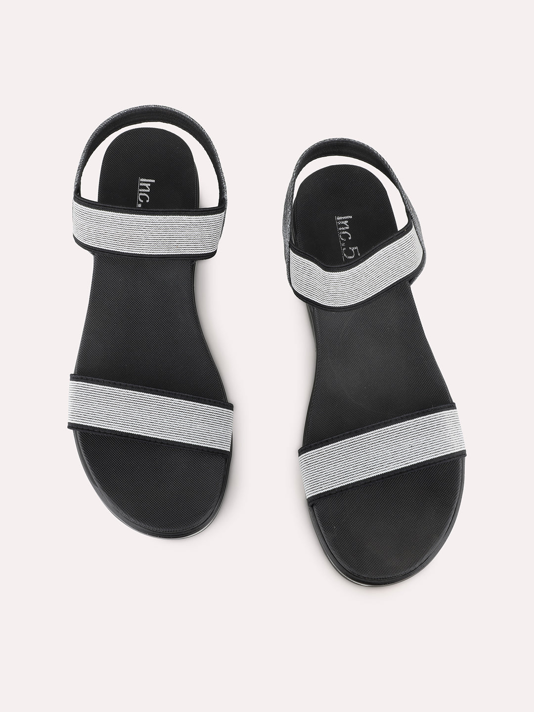 Womens Black Casual Solid Open Toe Flat Sandals