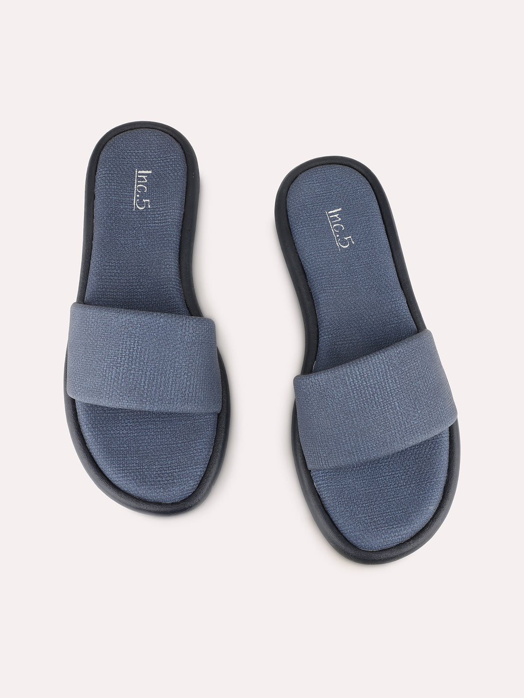 Womens Navy Casual Solid Open Toe Flats