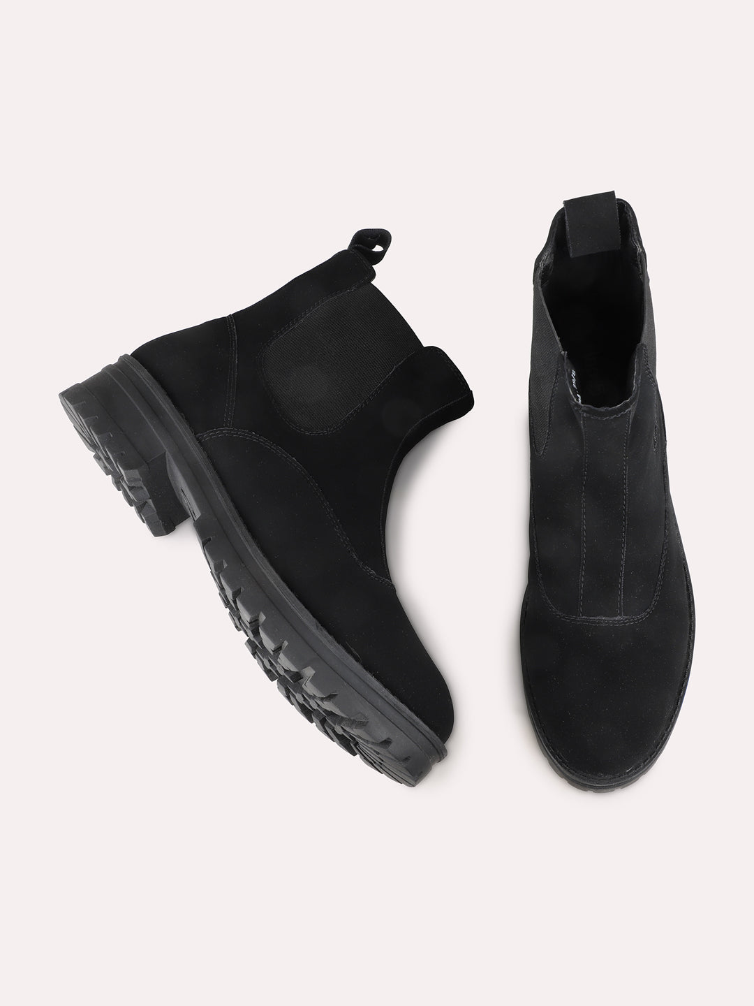 Womens Black Party Wear Solid Round Toe Chelsea Boots