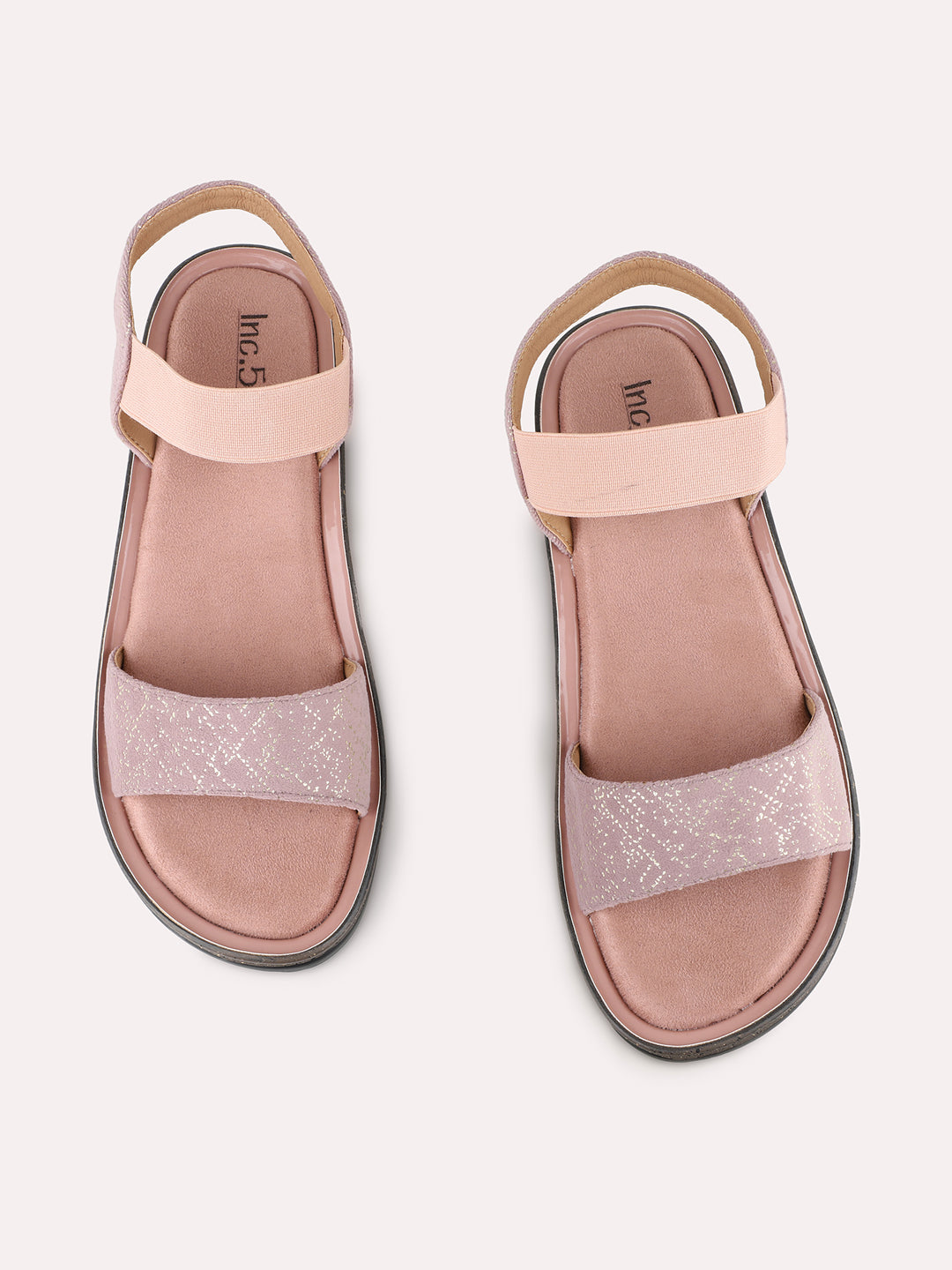Womens Peach Party Wear Solid Open Toe Flats