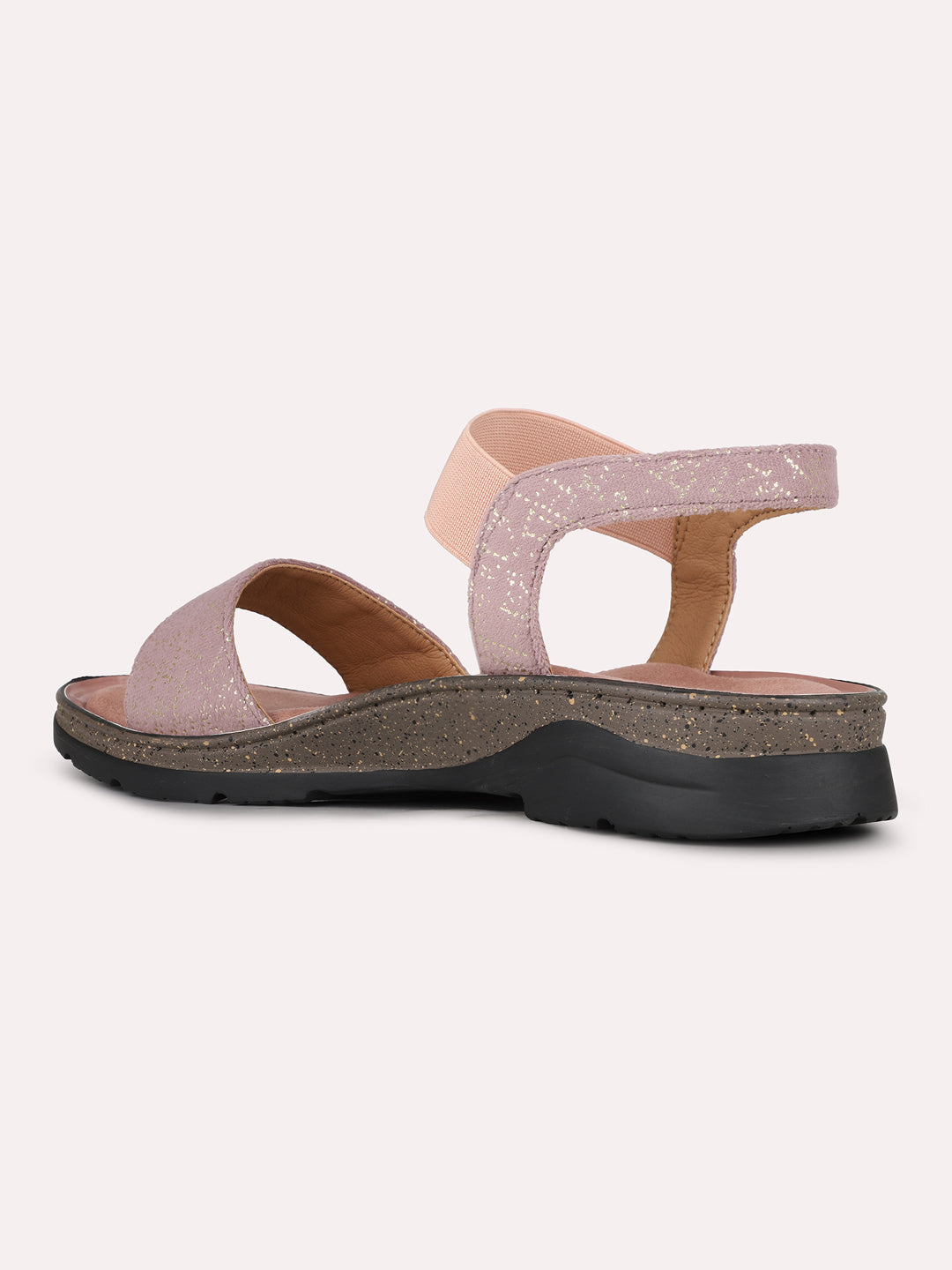 Womens Peach Party Wear Solid Open Toe Flats