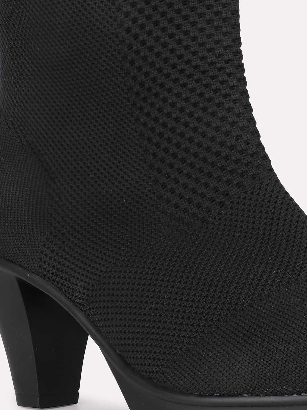 Womens Black Party Wear Solid Round Toe Ankle Boots