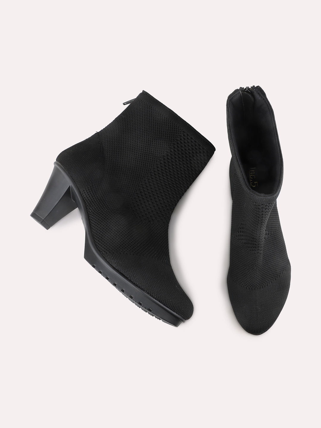 Womens Black Party Wear Solid Round Toe Ankle Boots