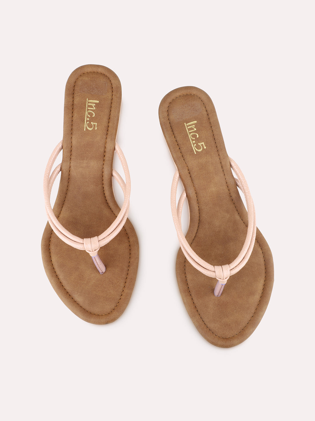 Buy Now Womens Peach Party Wear Solid Round Toe Wedge Heel Sandals