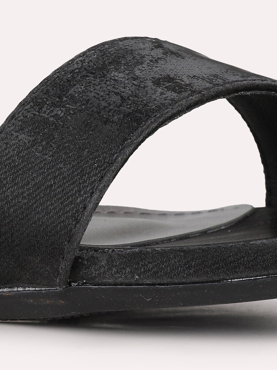 Womens Black Party Wear Solid Round Toe Block Heel Sandals