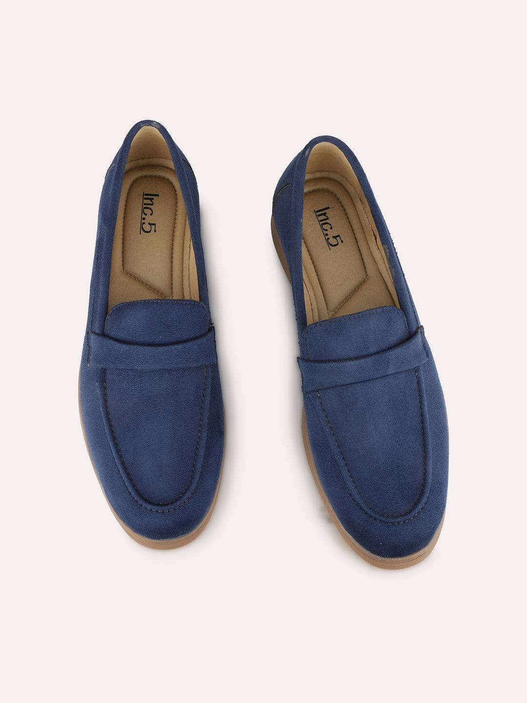 Womens Navy Casual Solid Round Toe Loafers