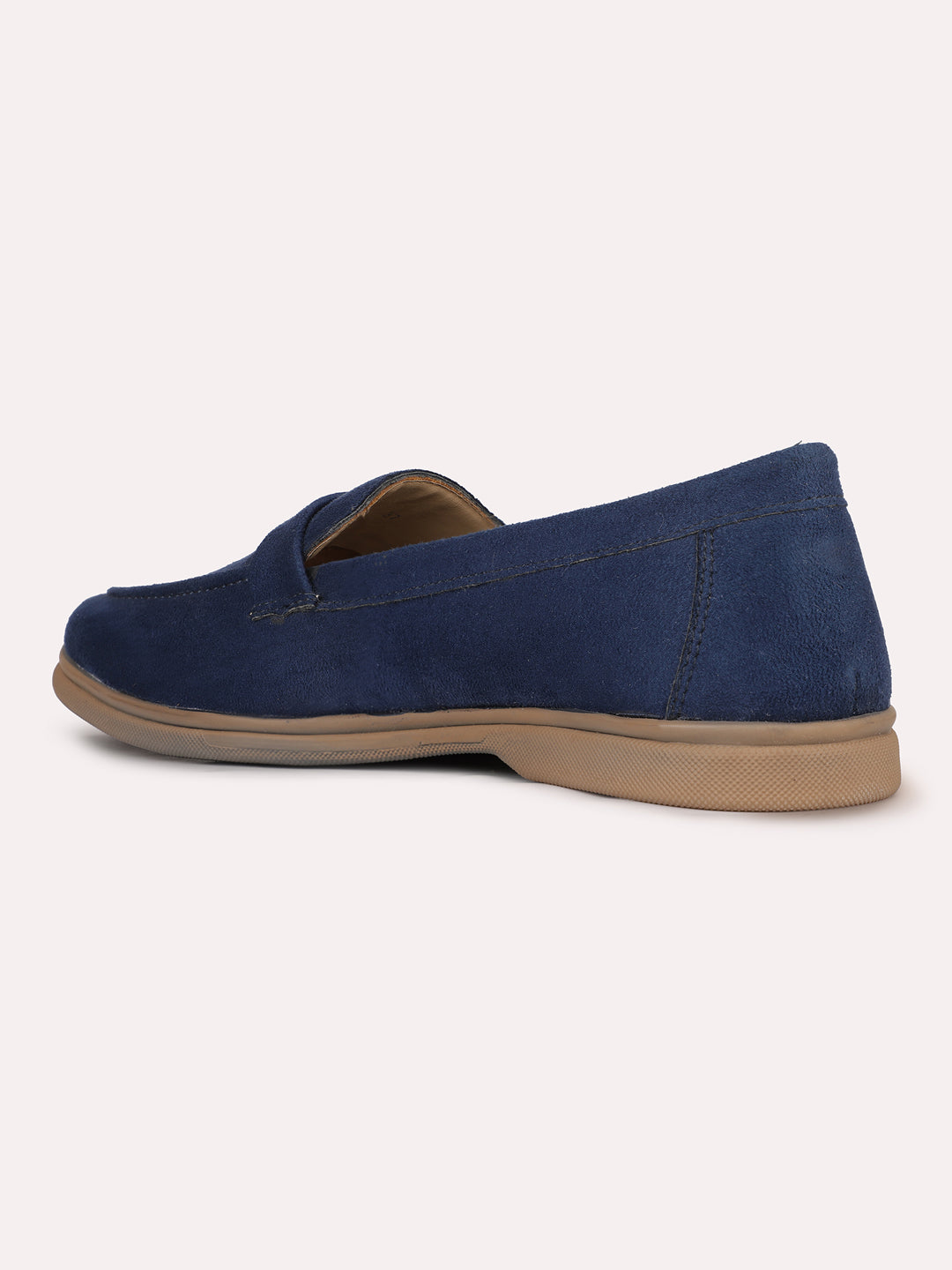 Womens Navy Casual Solid Round Toe Loafers