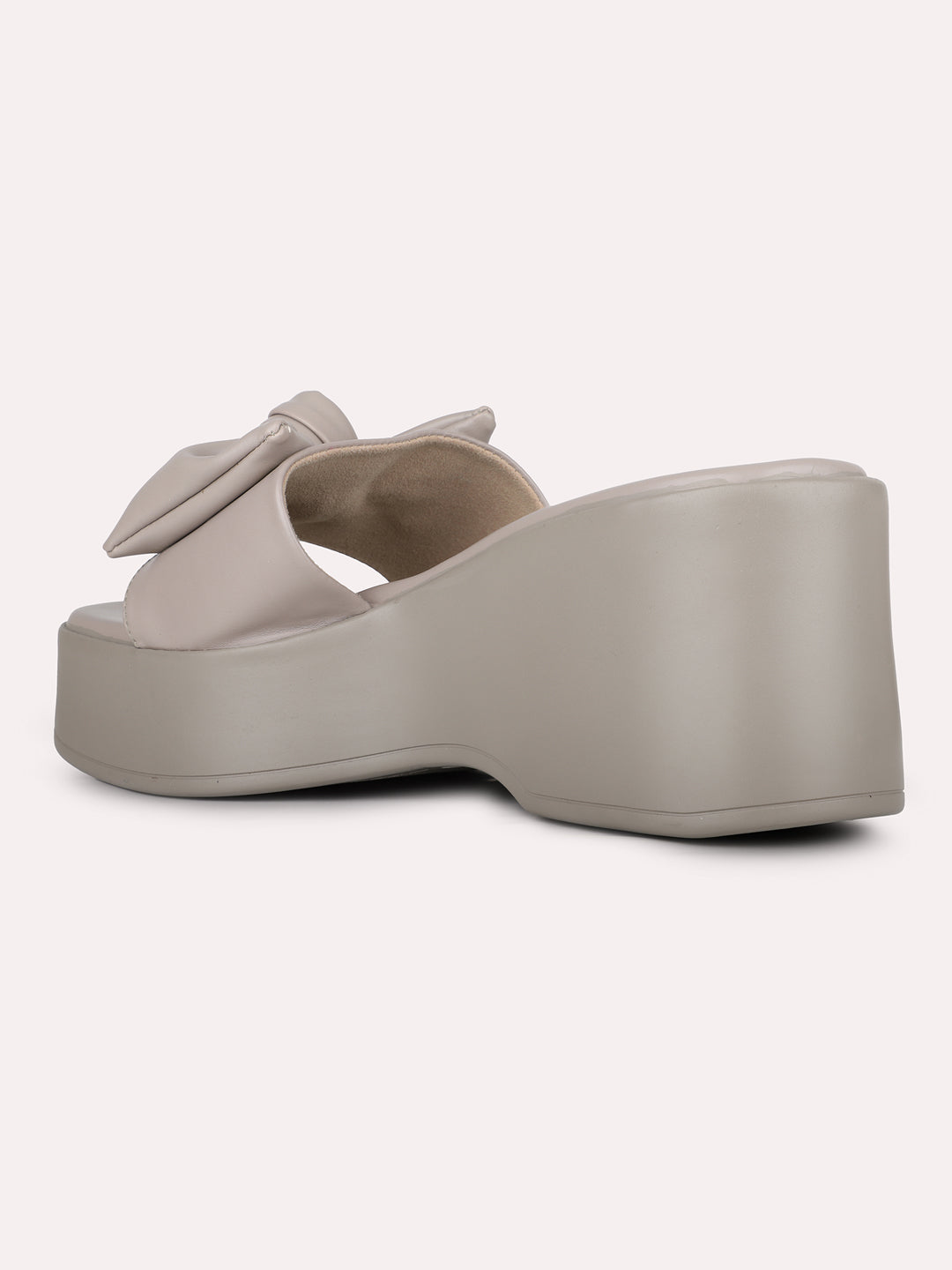 Womens Grey Party Wear Solid Round Toe Wedge Heel Sandals