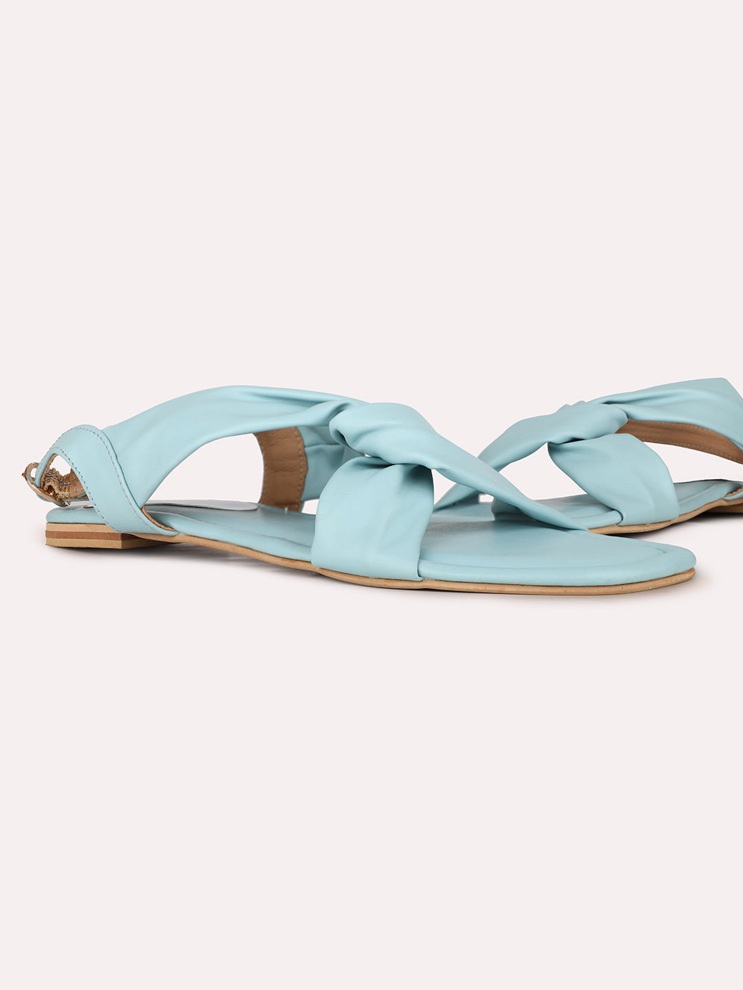 Womens Blue Casual Solid Open Toe Flats