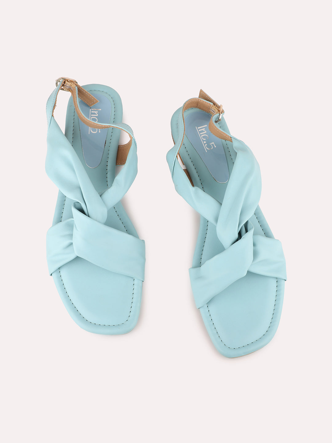 Womens Blue Casual Solid Open Toe Flats