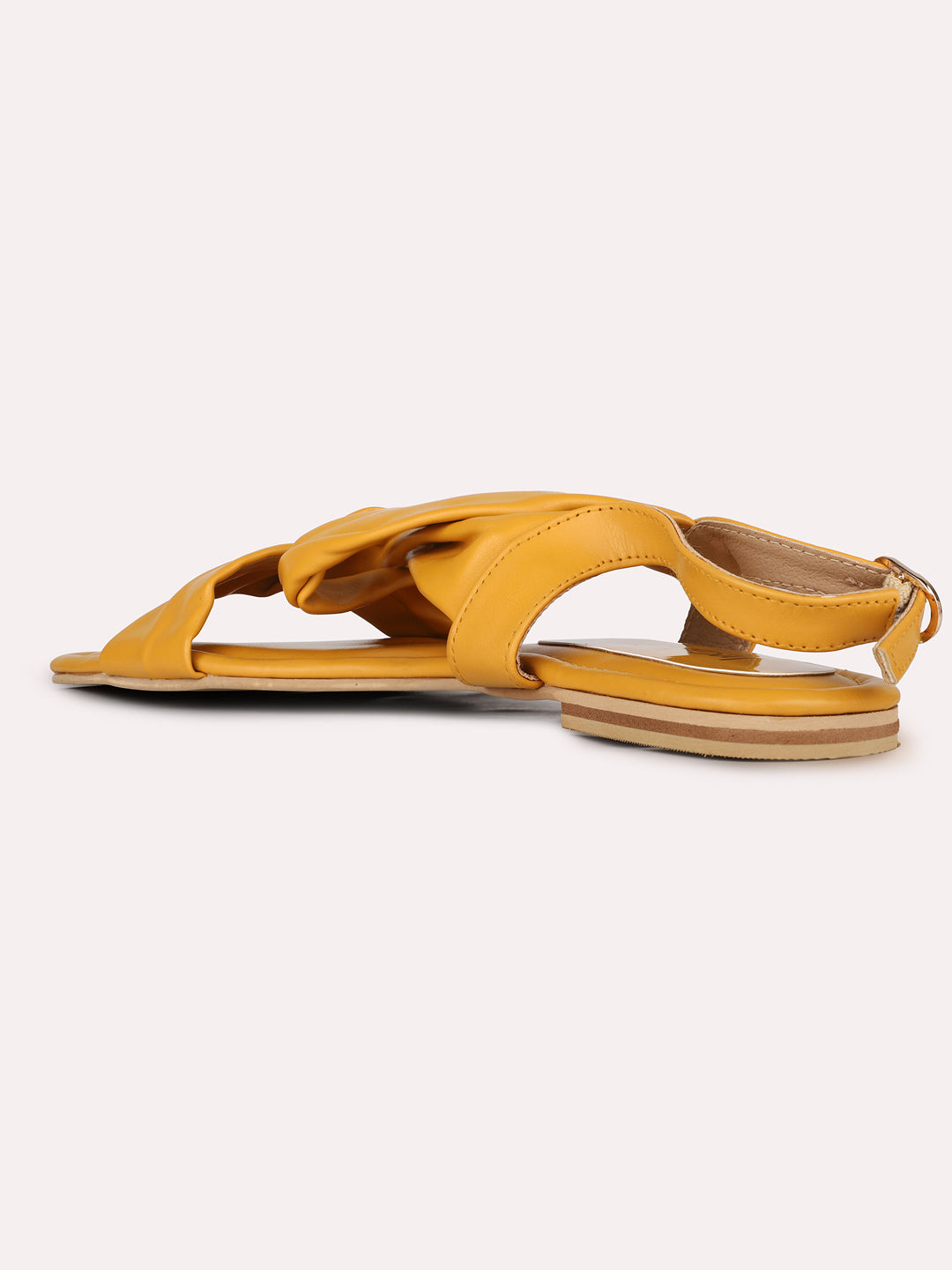 Womens Mustard Casual Solid Open Toe Flat Sandals