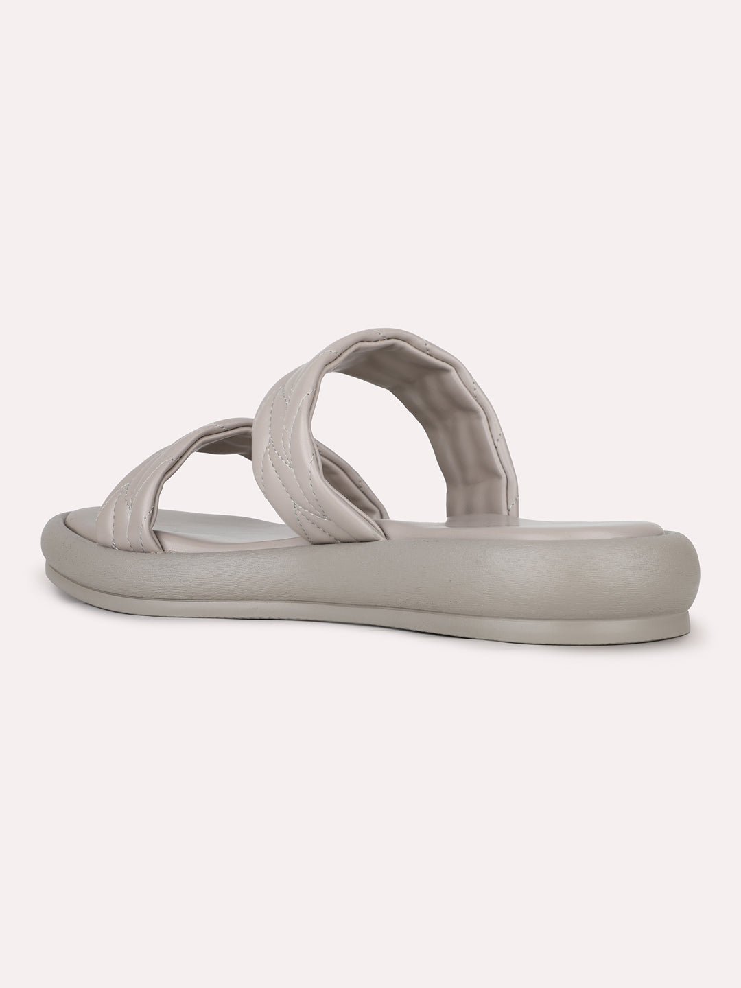 Womens Grey Casual Solid Open Toe Flats