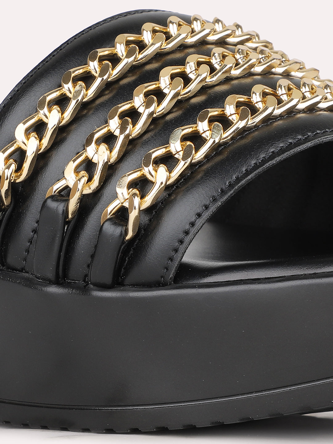 Womens Black Party Wear Embellished Round Toe Wedge Heel Sandals