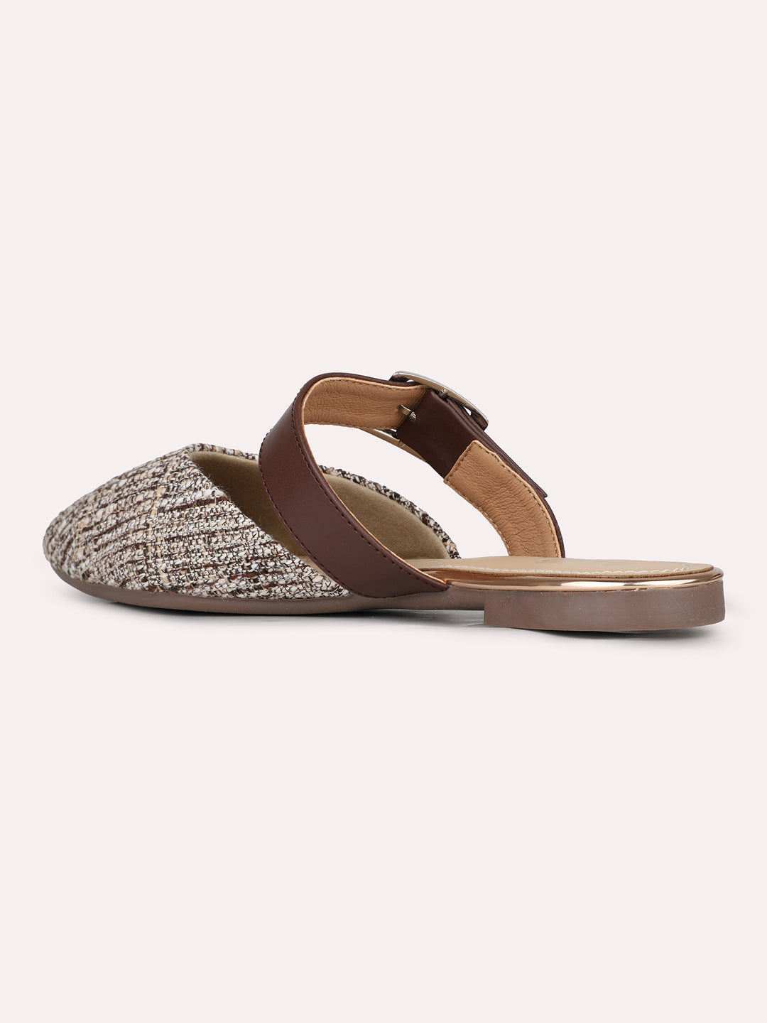 Womens Brown Casual Solid Flat Slip-On Sandals